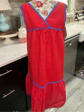 Anne Leslie Vintage 80’s House Dress Patio Lounger Red Floral Sz Medium USA New